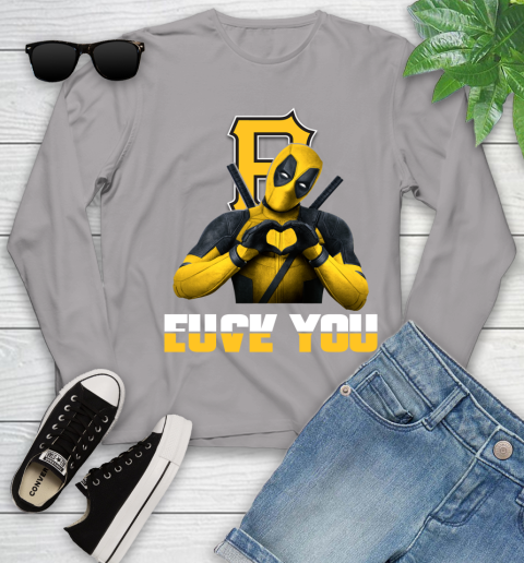 MLB Pittsburgh Pirates Deadpool Love You Fuck You Baseball Sports Youth Long Sleeve 5