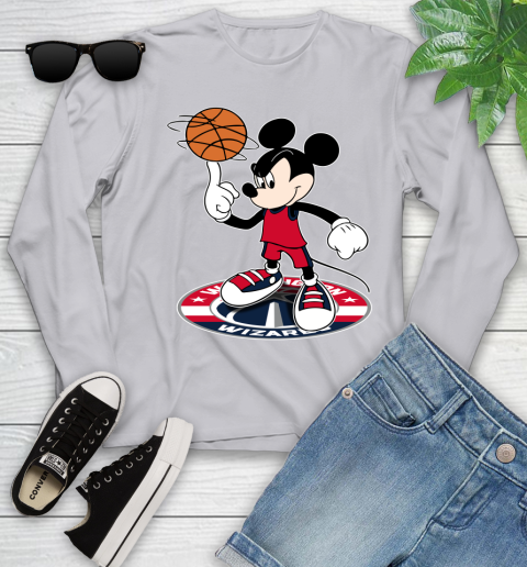 NBA Basketball Washington Wizards Cheerful Mickey Disney Shirt Youth Long Sleeve 5