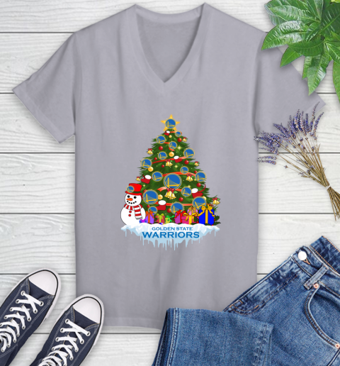 Golden State Warriors Merry Christmas NBA Basketball Sports Women's V-Neck T-Shirt 4