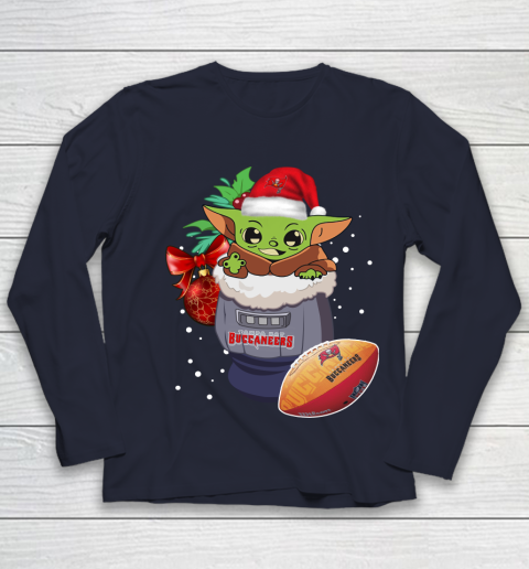 Tampa Bay Buccaneers Christmas Baby Yoda Star Wars Funny Happy NFL Youth Long Sleeve 3