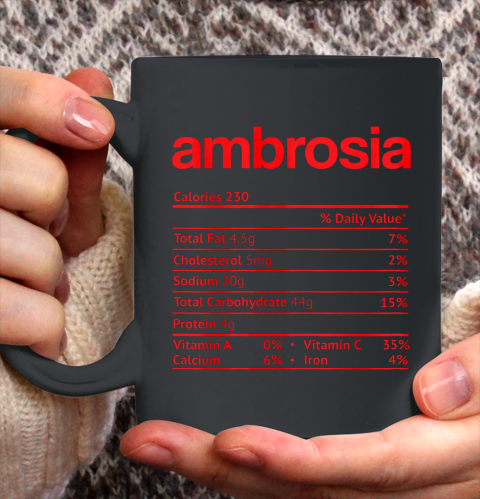 Ambrosia Nutrition Facts Funny Thanksgiving Christmas Food Ceramic Mug 11oz