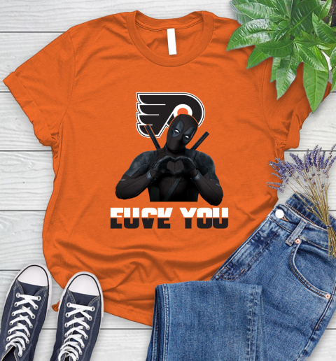 NHL Philadelphia Flyers Deadpool Love You Fuck You Hockey Sports Women's T-Shirt 3