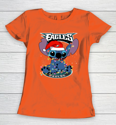 Philadelphia Eagles NFL Football noel stitch Christmas Women's T-Shirt 2