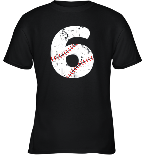 Number #6 BASEBALL Vintage Distressed Team Youth T-Shirt