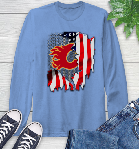 Calgary Flames NHL Hockey American Flag Long Sleeve T-Shirt 12