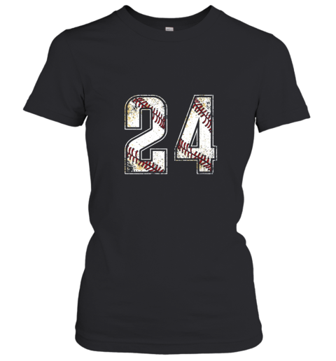 #24 Baseball Jersey Number 24 Vintage Retro Birthday Gift Women's T-Shirt