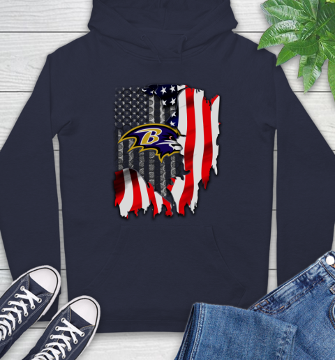 Baltimore Ravens NFL Football American Flag Hoodie 3