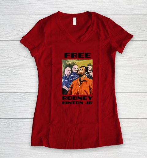 Free Rodney Hinton Jr Women's V-Neck T-Shirt 5