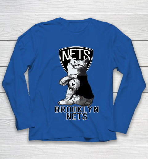 NBA Basketball My Cat Loves Brooklyn Nets Youth Long Sleeve 7