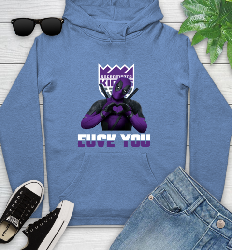 NBA Sacramento Kings Deadpool Love You Fuck You Basketball Sports Youth Hoodie 13