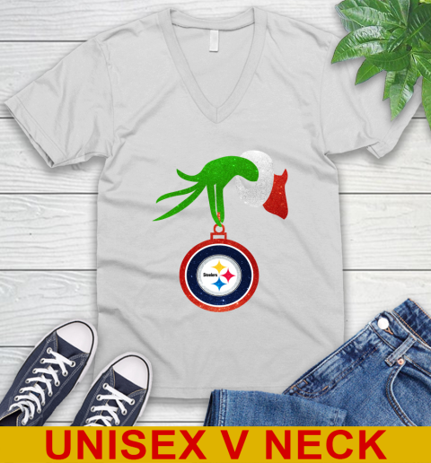 Pittsburgh Steelers Grinch Merry Christmas NFL Football V-Neck T-Shirt