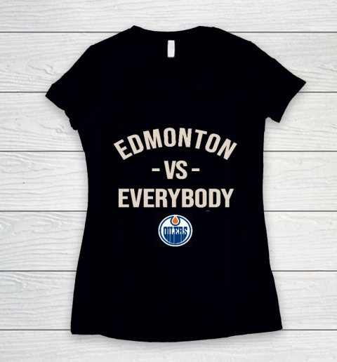 Edmonton Oilers Vs Everybody Women's V-Neck T-Shirt