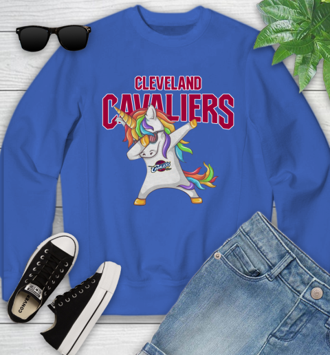 Cleveland Cavaliers NBA Basketball Funny Unicorn Dabbing Sports Youth Sweatshirt 8