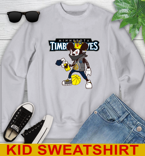 Minnesota Timberwolves NBA Basketball Mickey Peace Sign Sports Youth Sweatshirt 4
