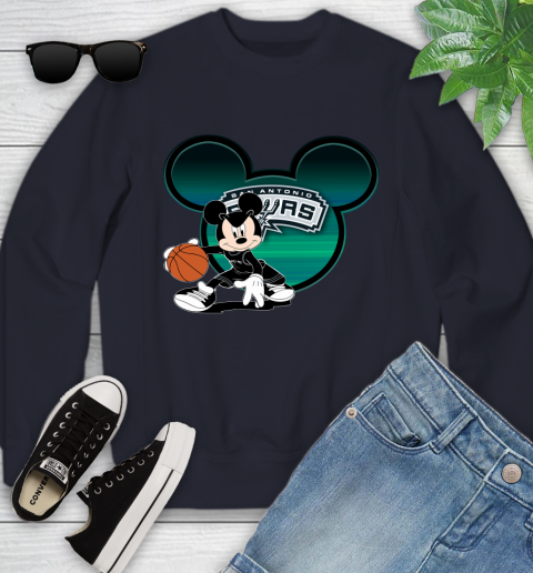 NBA San Antonio Spurs Mickey Mouse Disney Basketball Youth Sweatshirt 3