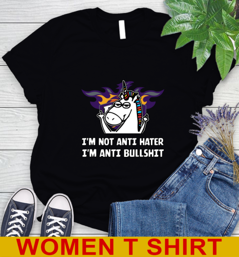 Phoenix Suns NBA Basketball Unicorn I'm Not Anti Hater I'm Anti Bullshit Women's T-Shirt 2