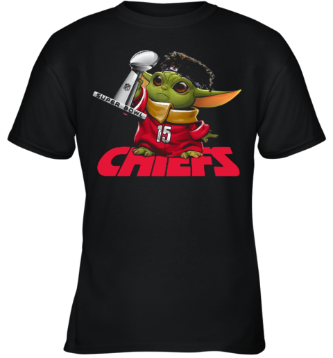 Baby Yoda Mashup Patrick Mahomes Super Bowl Kansas City Chiefs Youth T-Shirt