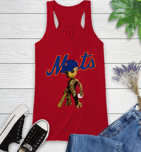 MLB New York Mets Groot Guardians Of The Galaxy Baseball Racerback Tank 6