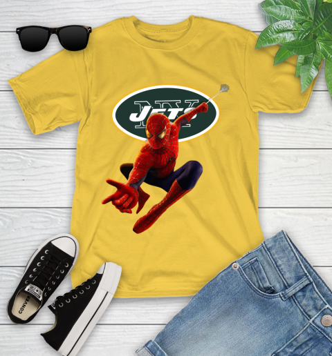 NFL Spider Man Avengers Endgame Football New York Jets Youth T-Shirt 8