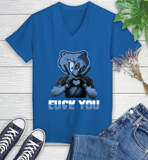 NBA Memphis Grizzlies Deadpool Love You Fuck You Basketball Sports Women's V-Neck T-Shirt 10