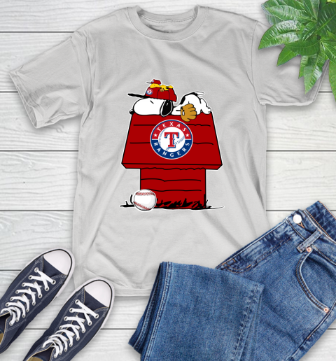 MLB Texas Rangers Snoopy Woodstock The Peanuts Movie Baseball T Shirt T-Shirt