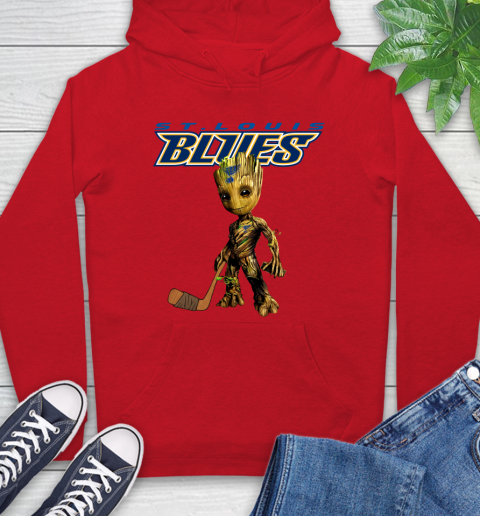 St.Louis Blues NHL Hockey Groot Marvel Guardians Of The Galaxy Hoodie 10