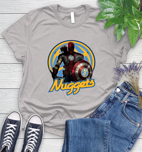 Denver Nuggets NBA Basketball Captain America Thor Spider Man Hawkeye Avengers Women's T-Shirt 10