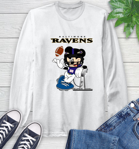 NFL Baltimore Ravens Mickey Mouse Disney Super Bowl Football T Shirt Long Sleeve T-Shirt