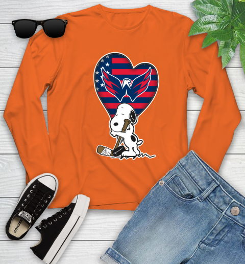 Washington Capitals NHL Hockey The Peanuts Movie Adorable Snoopy Youth Long Sleeve 4