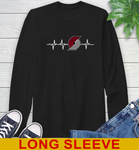 Portland Trail Blazers NBA Basketball Heart Beat Shirt Long Sleeve T-Shirt