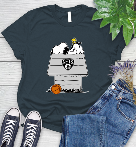 Brooklyn Nets NBA Basketball Snoopy Woodstock The Peanuts Movie Women's T-Shirt 8