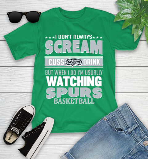 San Antonio Spurs NBA Basketball I Scream Cuss Drink When I'm Watching My Team Youth T-Shirt 8
