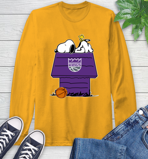 Sacramento Kings NBA Basketball Snoopy Woodstock The Peanuts Movie Long Sleeve T-Shirt 3