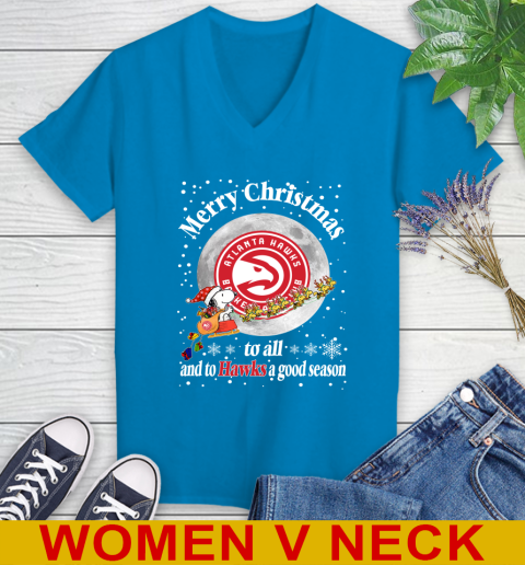 Atlanta Hawks Merry Christmas To All And To Hawks A Good Season NBA Basketball Sports Women's V-Neck T-Shirt - Image 8