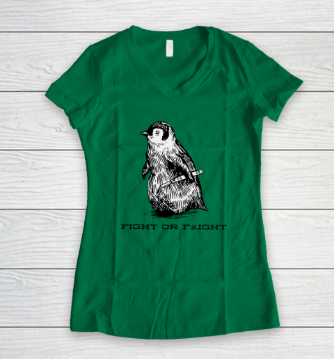 Fight Or Flight Funny Penguin Pun Women's V-Neck T-Shirt - Image 4