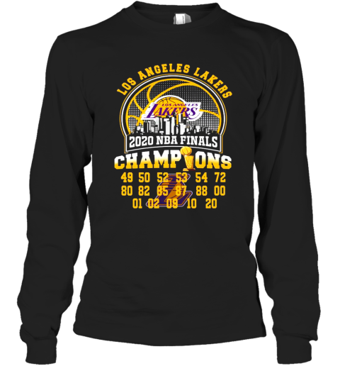 Los Angeles Lakers 2020 Nba Finals Champions 49 50 52 53 54 72 Long Sleeve T-Shirt