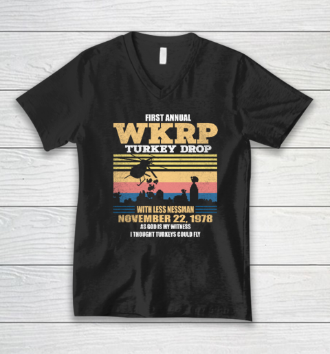 First Annual WKRP Thanksgiving Day Turkey Drop November 22 1978 Vintage V-Neck T-Shirt