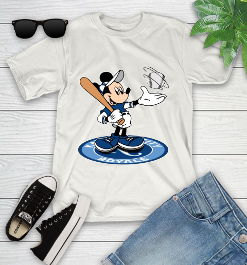 MLB Baseball Kansas City Royals Cheerful Mickey Disney Shirt Youth T-Shirt 2