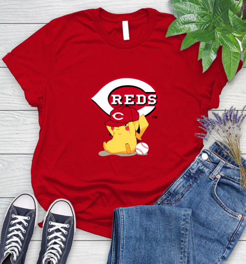 MLB Pikachu Baseball Sports Cincinnati Reds Women's T-Shirt 9