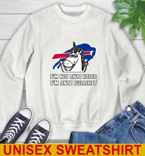 Buffalo Bills NFL Football Unicorn I'm Not Anti Hater I'm Anti Bullshit Sweatshirt