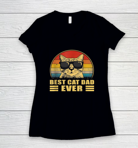 Best Cat Dad Ever Bump Fit Father's Day Gift Daddy Women's V-Neck T-Shirt