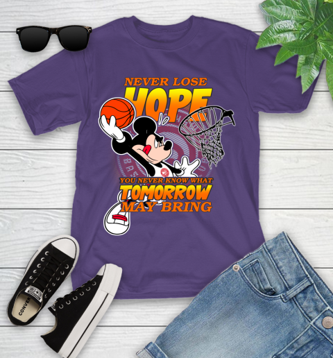 Atlanta Hawks NBA Basketball Mickey Disney Never Lose Hope Youth T-Shirt 3