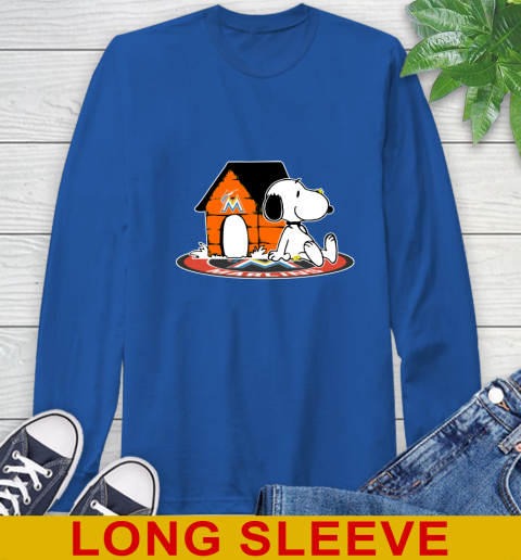 MLB Baseball Miami Marlins Snoopy The Peanuts Movie Shirt Long Sleeve T-Shirt 9