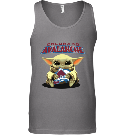 Baby Yoda Hugs The Colorado Avalanche Ice Hockey Tank Top