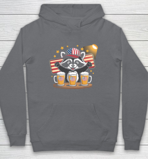 Raccoon red white and brew Funny Independence Day 4th of July Hoodie 3
