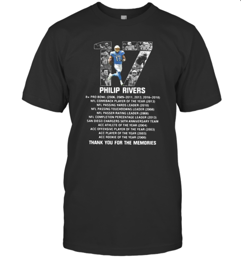 17 Philip Rivers Thank You For The Memories T-Shirt