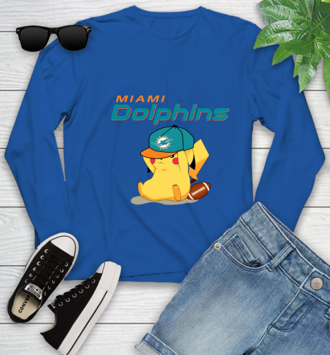 NFL Pikachu Football Sports Miami Dolphins Youth Long Sleeve 9