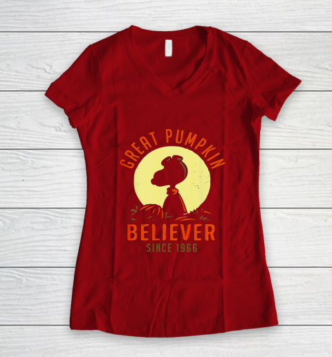 Peanuts Great Pumpkin believer since 1966 Halloween Women's V-Neck T-Shirt 8