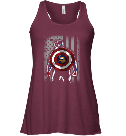NFL Minnesota Vikings Captain America Marvel Flag Football Sports 9E1mK79Or3I flowy tank 32 95 151514 front maroon