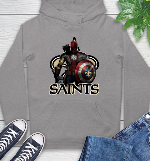 NFL Captain America Thor Spider Man Hawkeye Avengers Endgame Football New Orleans Saints Hoodie 6